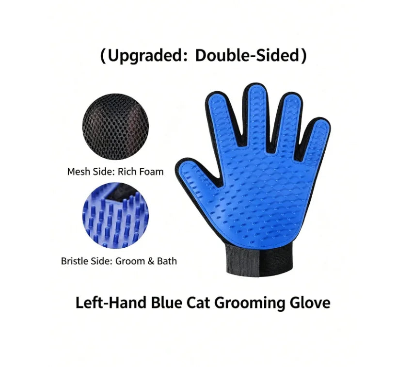 Pet Grooming Kit: Pet Hair Remover Glove + Bath Brush Set, Dog and Cat Massage Shower Brush, Pet Deshedding Glove for Dogs and Cats