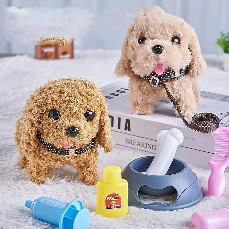 Juguete electrónico de perro mascota, peluche interactivo que camina, vibra y se mueve automáticamente, regalo de perrito eléctrico para bebés y niños