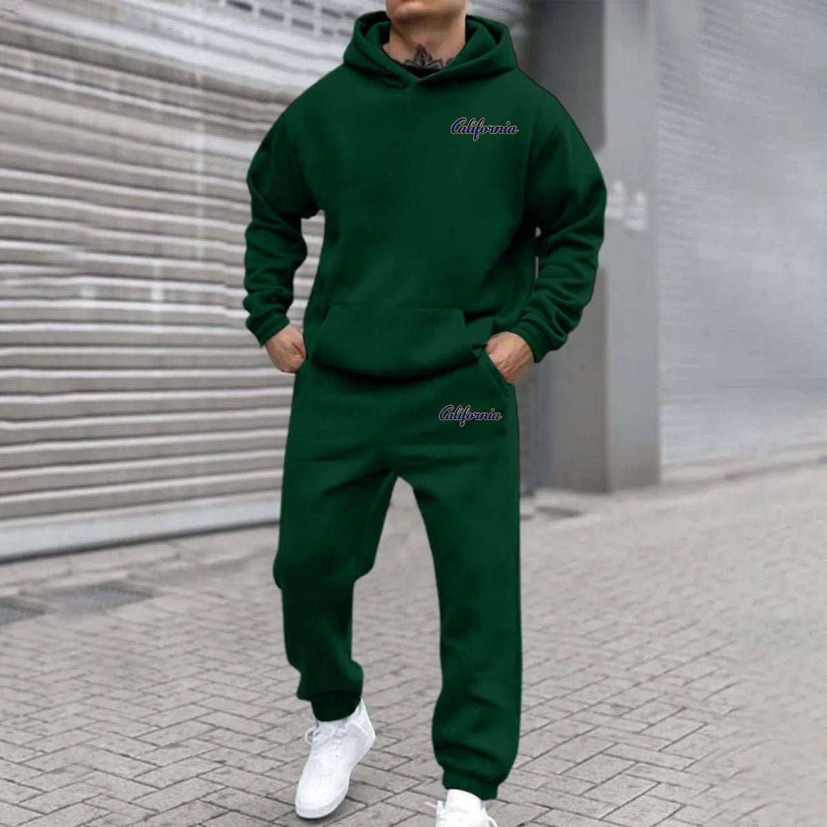2026 letter printed sportswear set men's hooded sweatshirt long pants set spring and autumn winter warm suit Tracksuit