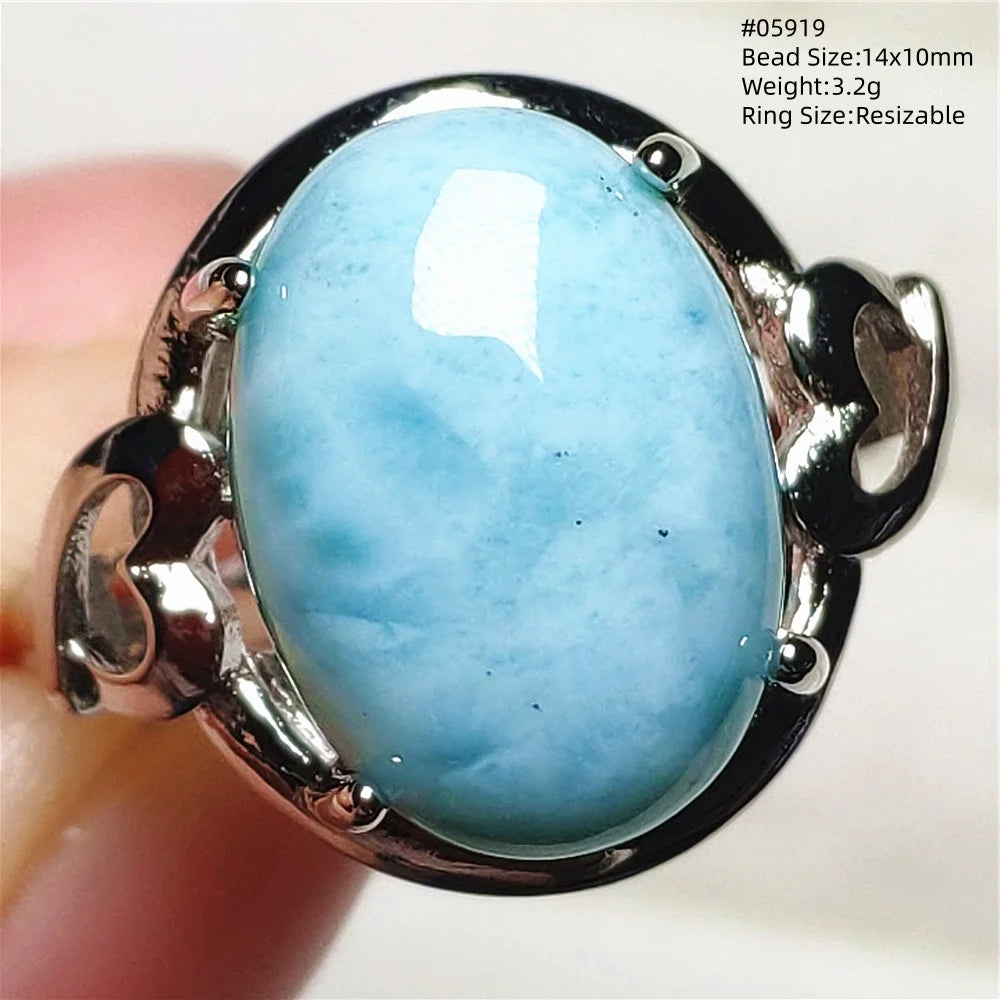 Anello regolabile in argento 925 con larimar