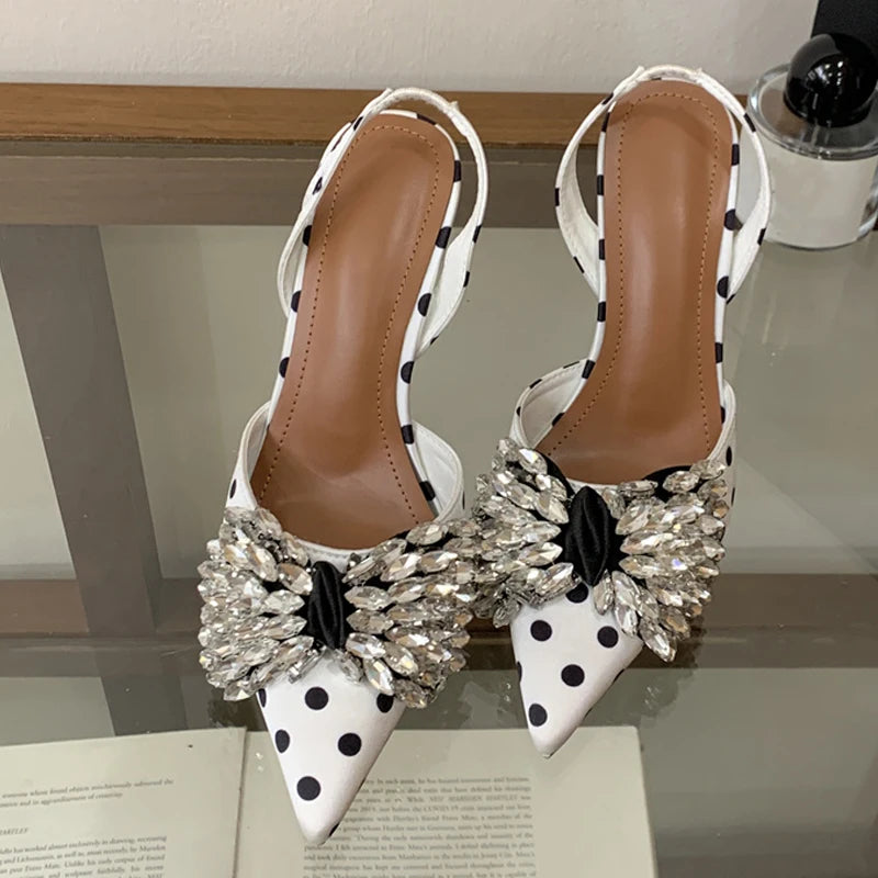 Mules donna Liyke a punta con pois e fiocco luminoso