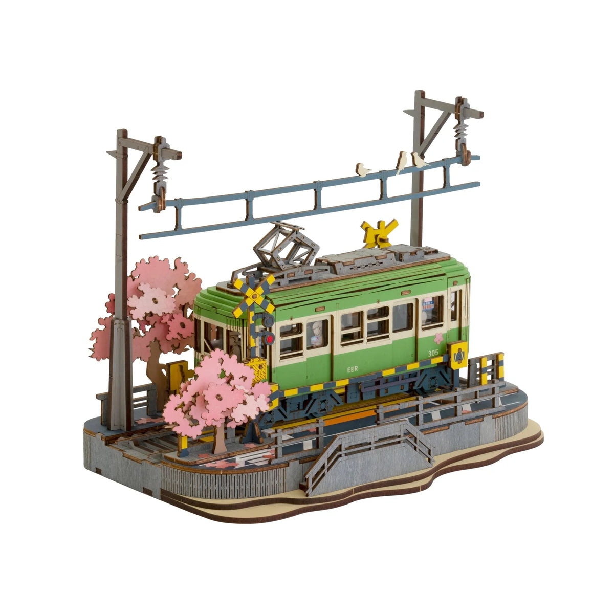 Robotime Rolife Sakura Journey Coche de madera para armar Rompecabezas 3D de madera ecológico para niños Kits de bloques de construcción Juguetes divertidos