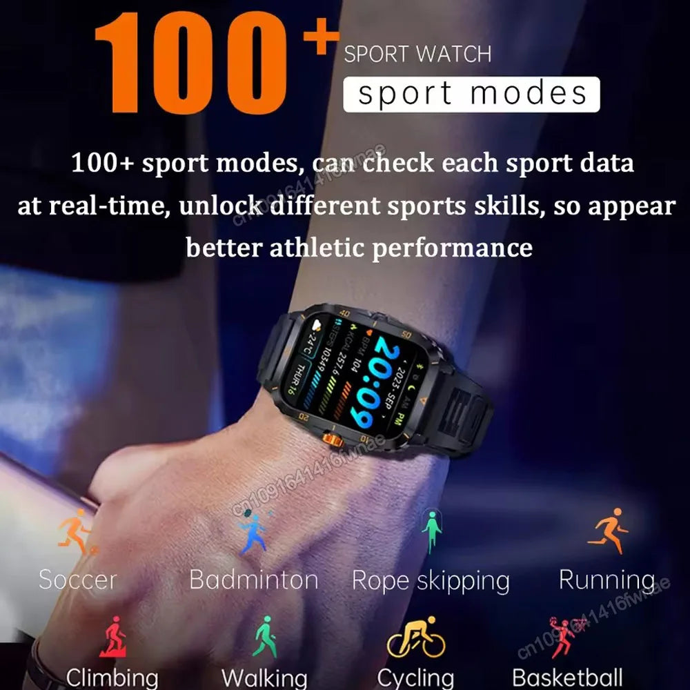 2026 Outdoor Military Watch 1.96" Smartwatch Men Bluetooth Call Health Monitor Smart Watch Sport Fitness Waterproof Watches Hw12