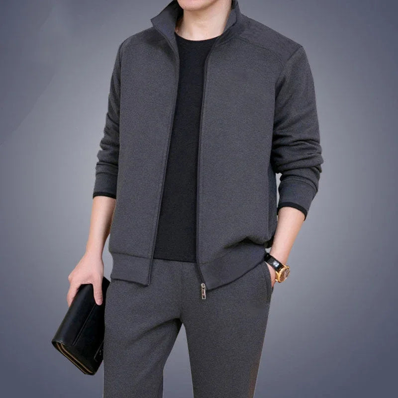 Ensemble de jogging décontracté pour homme automne-hiver, tenue de sport zippée, survêtement deux pièces pour homme