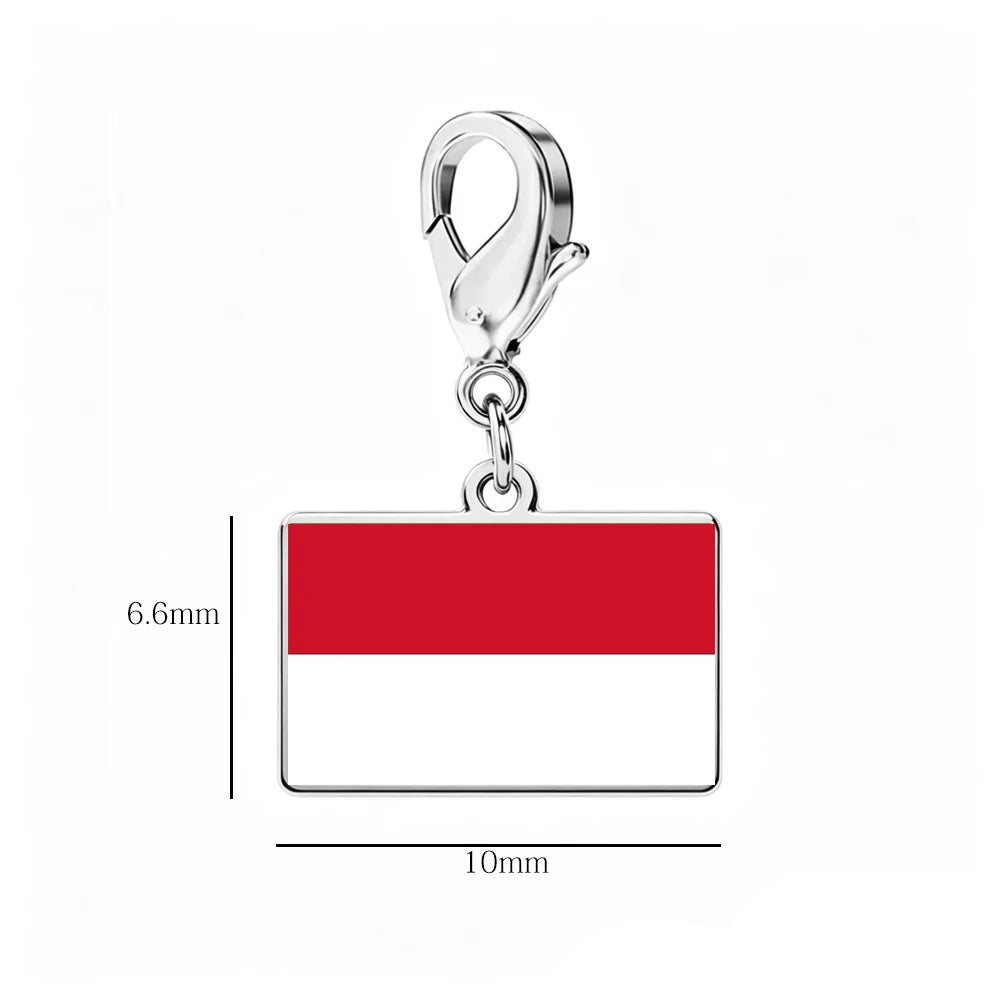 Country Flag Lobster Clasp Charms Pendant Bracelet Stainless Steel Italy France Brazil Spain Flags Jewelry Travel Souvenir Gift
