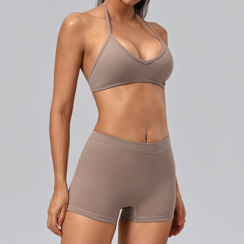 Ensemble yoga femme, 2 pièces, haut et short