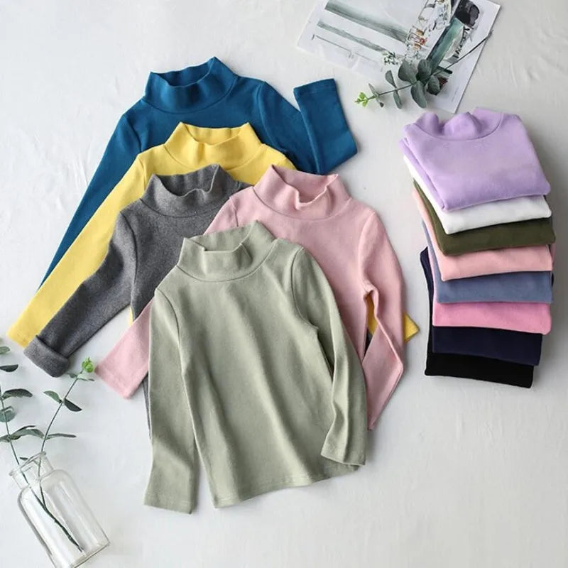 Kids’ Cotton Long-Sleeve Turtleneck Top