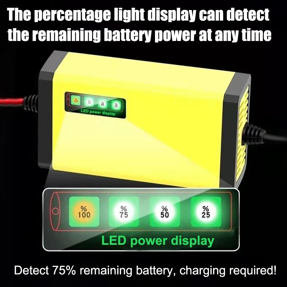 Chargeur de batterie de voiture 12V 2A 220V avec fonction de réparation par impulsion, pour batteries au plomb humide/sec, écran LED, chargeur pour moto et camion