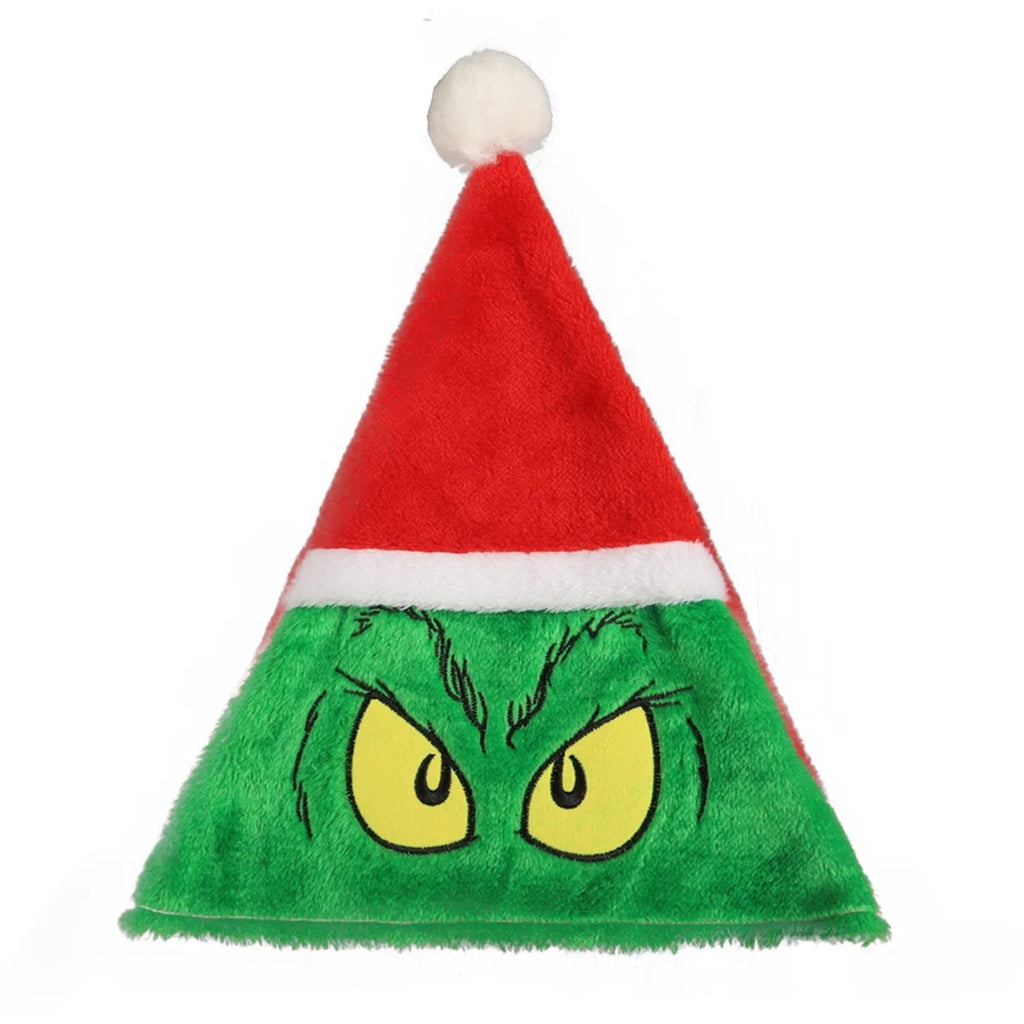 Plush Christmas Hat Embroidered Color Blocked Christmas Hat for Men and Women Christmas Party Hat