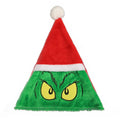 Plush Christmas Hat Embroidered Color Blocked Christmas Hat for Men and Women Christmas Party Hat