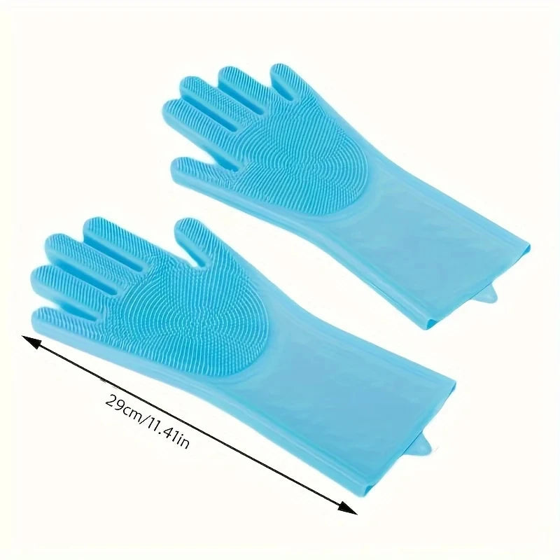 Guantes de limpieza y aseo para mascotas, guante de champú para bañar perros y gatos, esponja limpiadora mágica de silicona para lavar platos, guante quitapelos