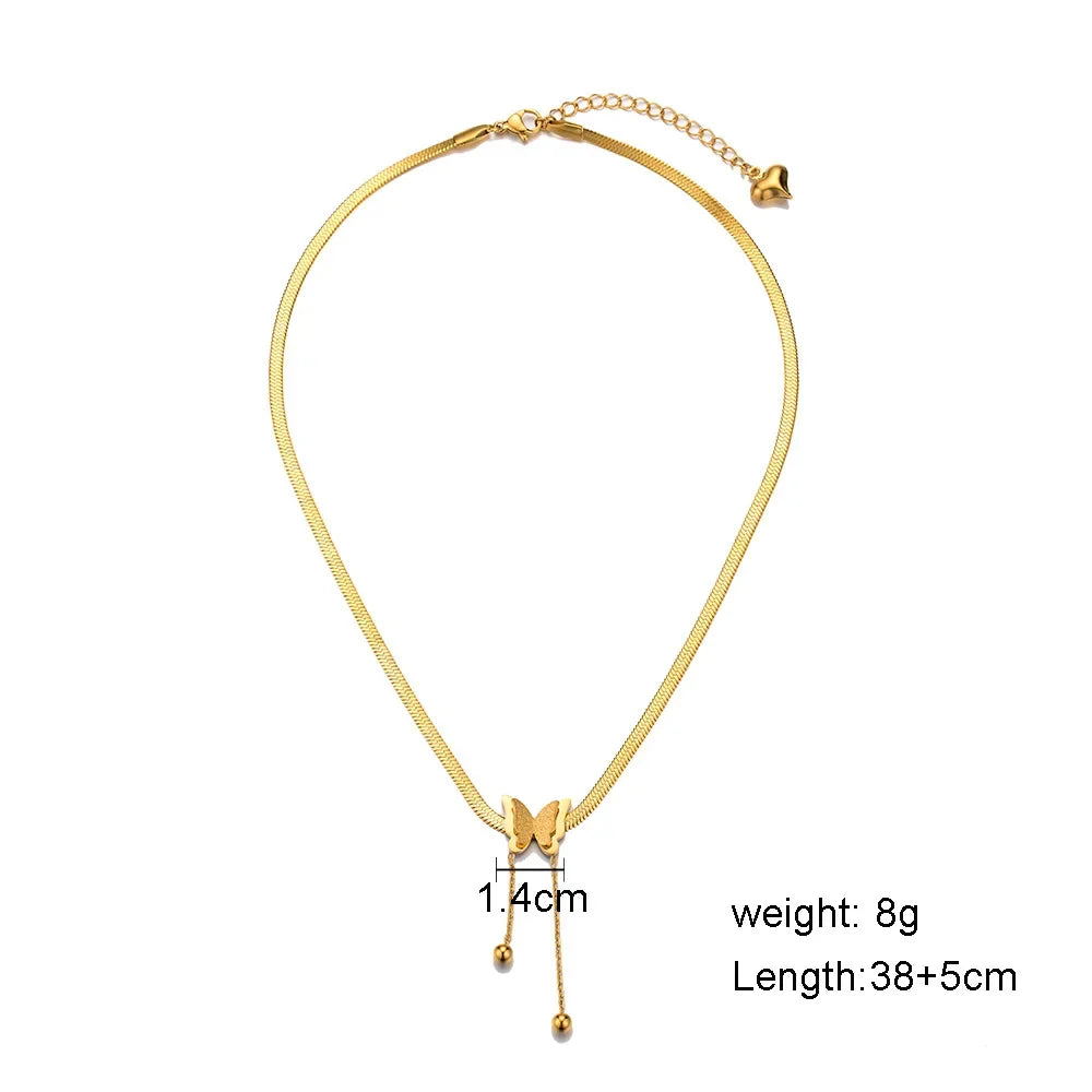 Vintage-Schmetterlingskette für Damen, golden, aus Edelstahl, mit schmalen Schlangenketten und ästhetischen Anhängern, Choker, Damenschmuck, Geschenk für Frauen