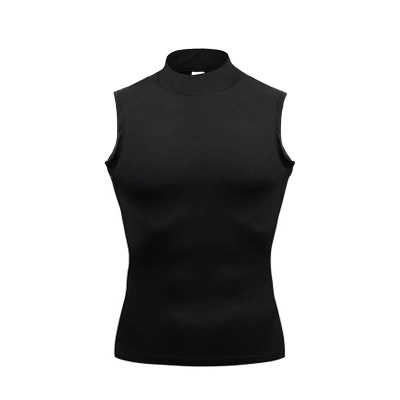 Maglia sportiva uomo senza maniche a collo alto