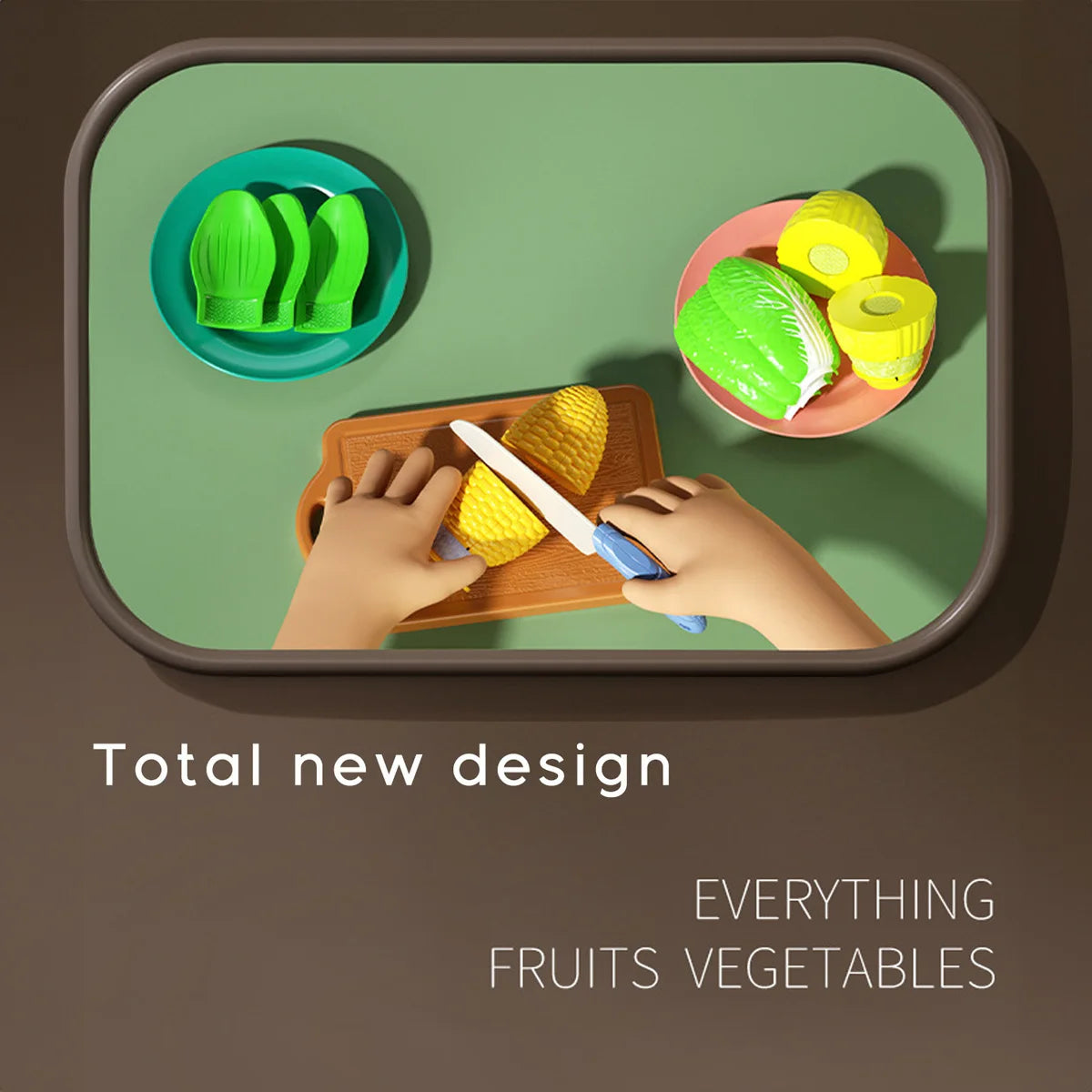 Juego de cocina con alimentos de juguete para cortar: frutas, verduras y comida rápida para jugar a cocinar. Regalo educativo para niños y niñas pequeños y bebés.