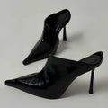 Mules donna Liyke nere a punta con tacco sagomato