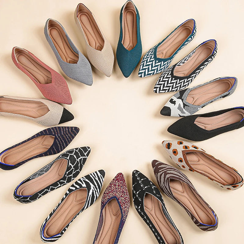 Zapatos planos de mujer 2025, nuevos diseños de moda en una variedad de bonitos colores, tejidos y transpirables