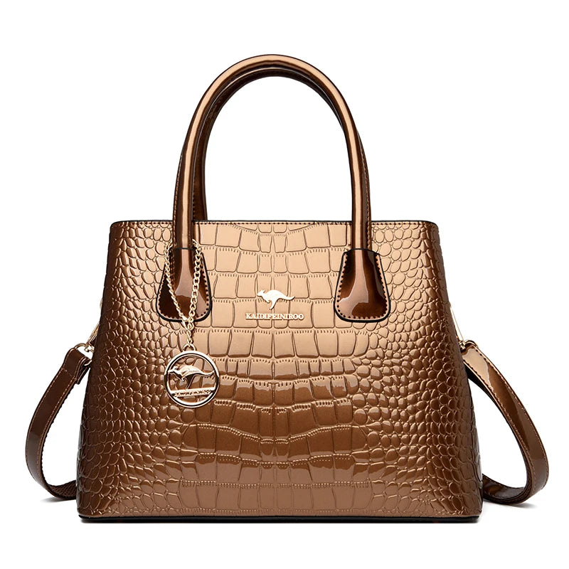 2026 Luxury Designer Handbag Brand Ladies Crocodile Patterned Patent Leather Tote Bag Crossbody Shoulder Bags For Women Bolsos