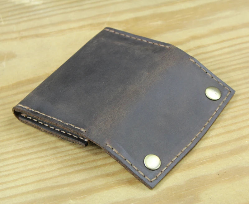 Luxury Handmade Crazy Horse Genuine Leather Card Holder Men Card ID Holders Women Business Card Wallet Card Case Purse Bag Gift