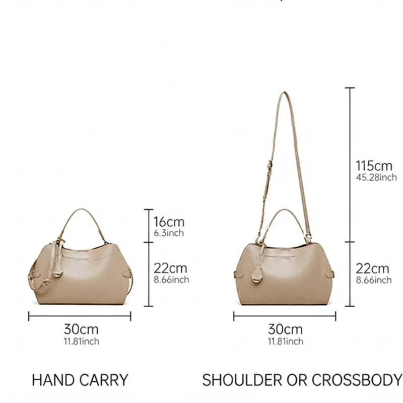 HIFASHION Medium Genuine Leather Shoulder Bag Women Elegant Top Handle Purses Daily Commuter Crossbody Luxury Ladies Handbags