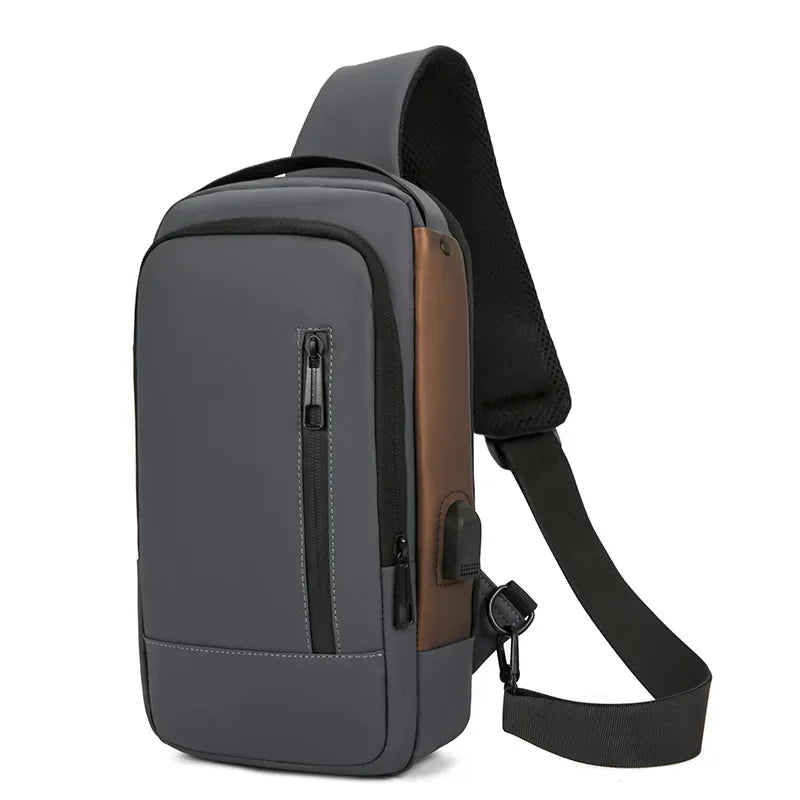 Men’s Nylon Crossbody Chest Bag with Lock Detail