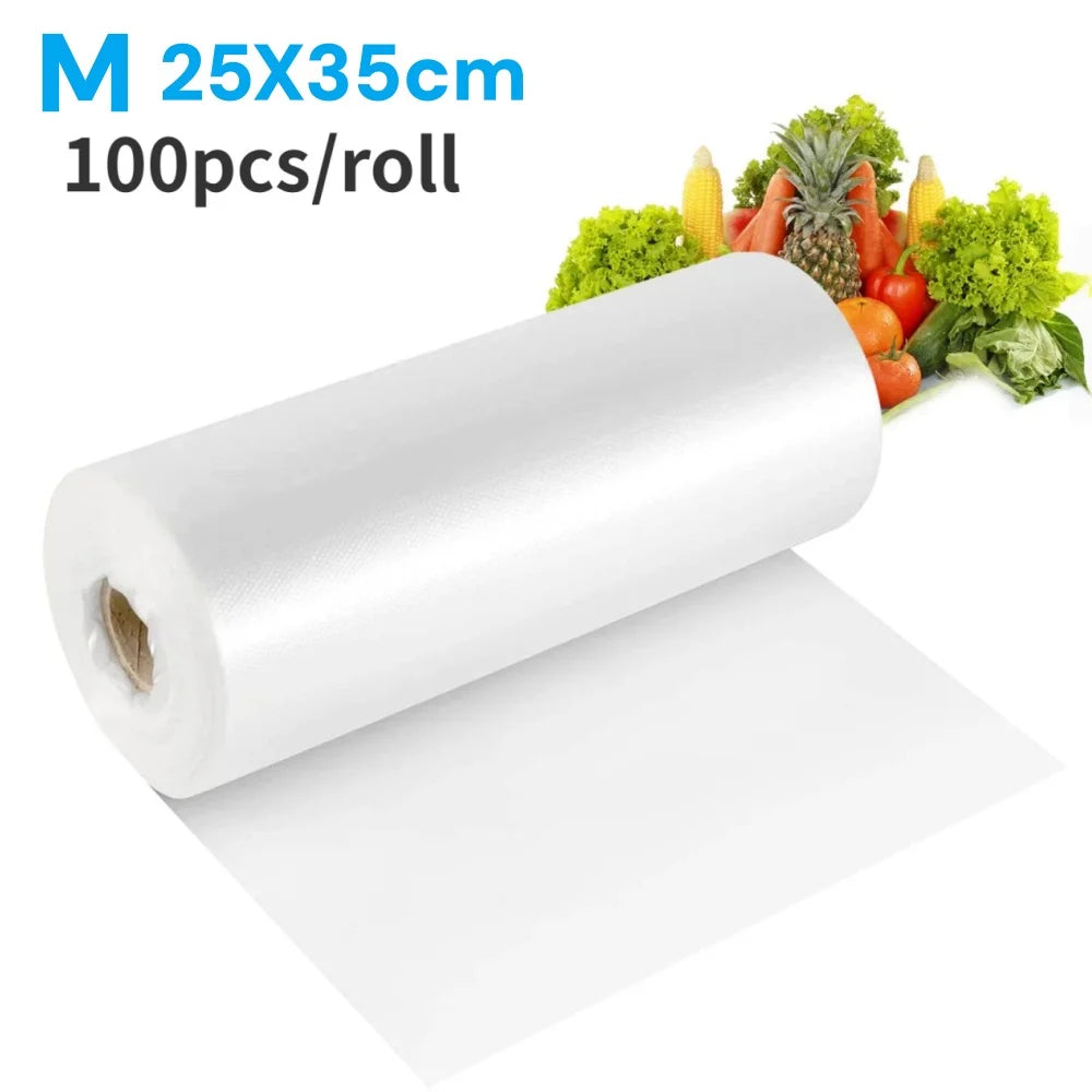 Sacchetti di plastica monouso per alimenti, buste trasparenti adatte a microonde e congelatore per conservare frutta, verdura e pane, organizer per la cucina