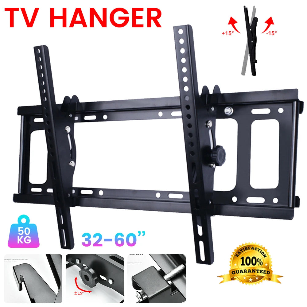 Support mural pour téléviseur 32-60 pouces, cadre universel pour écran plat, support TV réglable avec niveau à bulle pour moniteur LCD LED