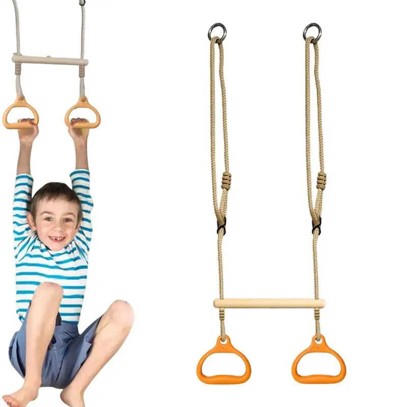 Trapeze Swing Bar Gym Equipment Rings Bar Adjustable Funny Ergonomic Sensory Game for Kids Adults Children Backyard Playground