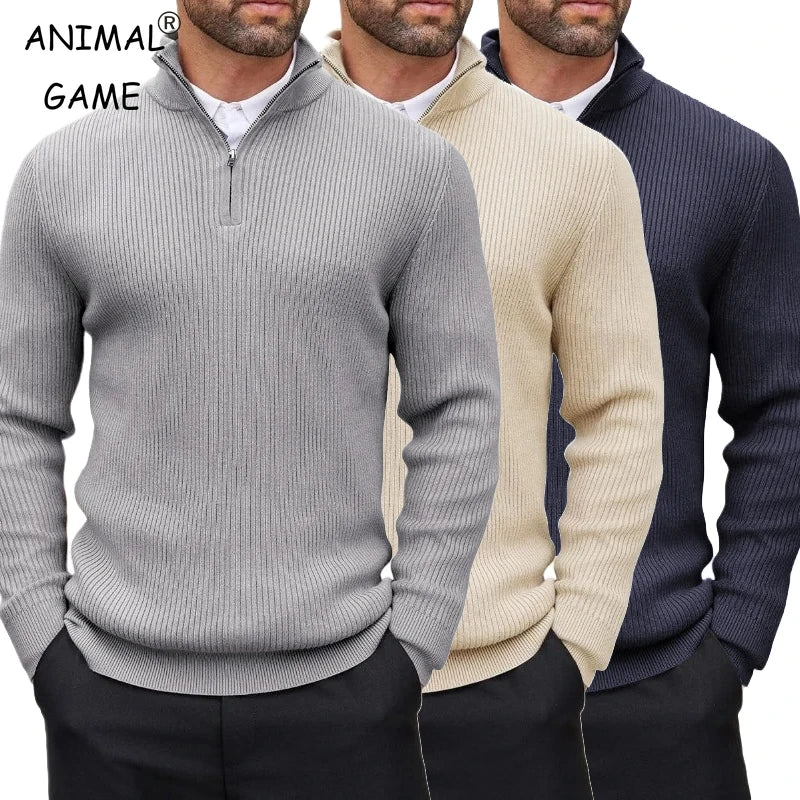 Men's long sleeve top with zip closure
