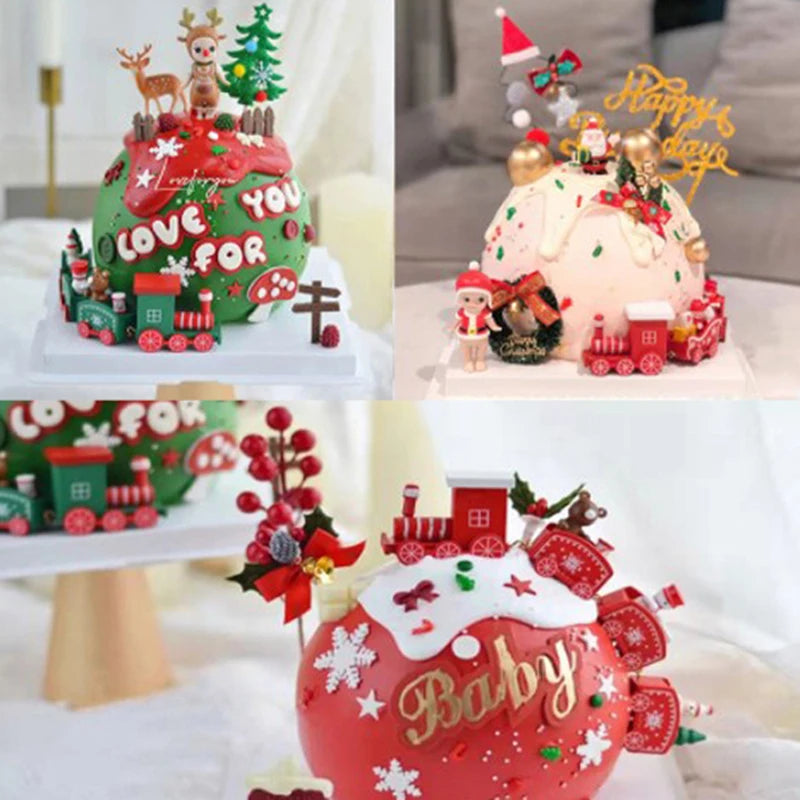 【S】Zubehör für den Desserttisch auf der Weihnachtsfeier für Kinder, Weihnachtszug aus Kunststoff, festliche Dekorationen