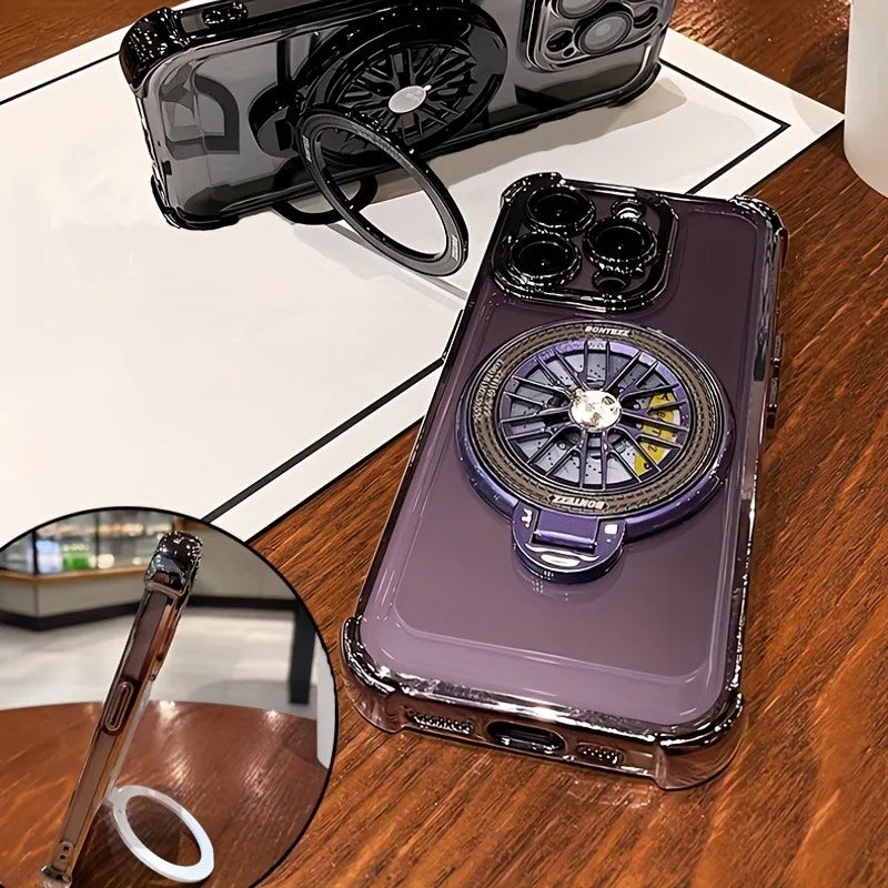 Luxury Magnetic 360 ° Rotating Bracket Phone Case For iPhone 18 17 16 15 14 13 12 11 Pro Max 16 Plus 17 Air Plating Clear Cover