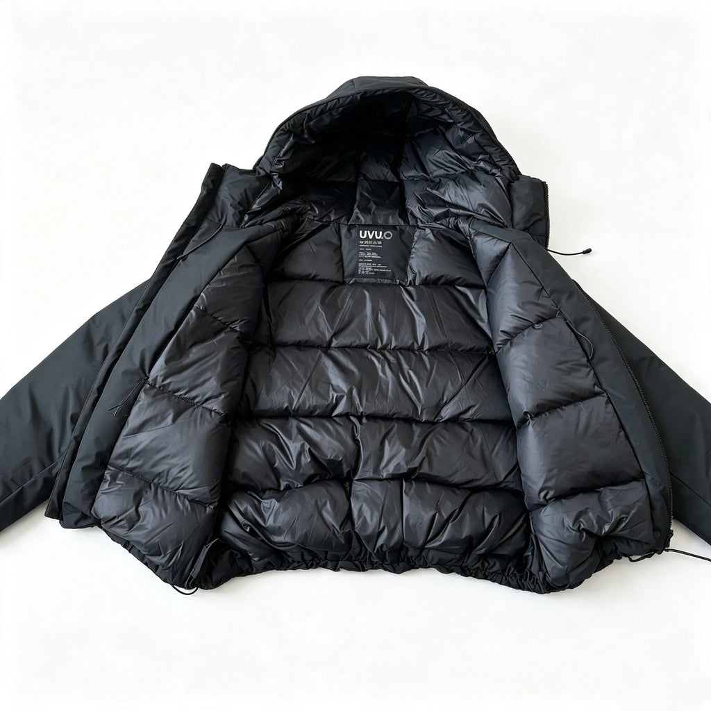 Giacca imbottita con cappuccio e tasche zip