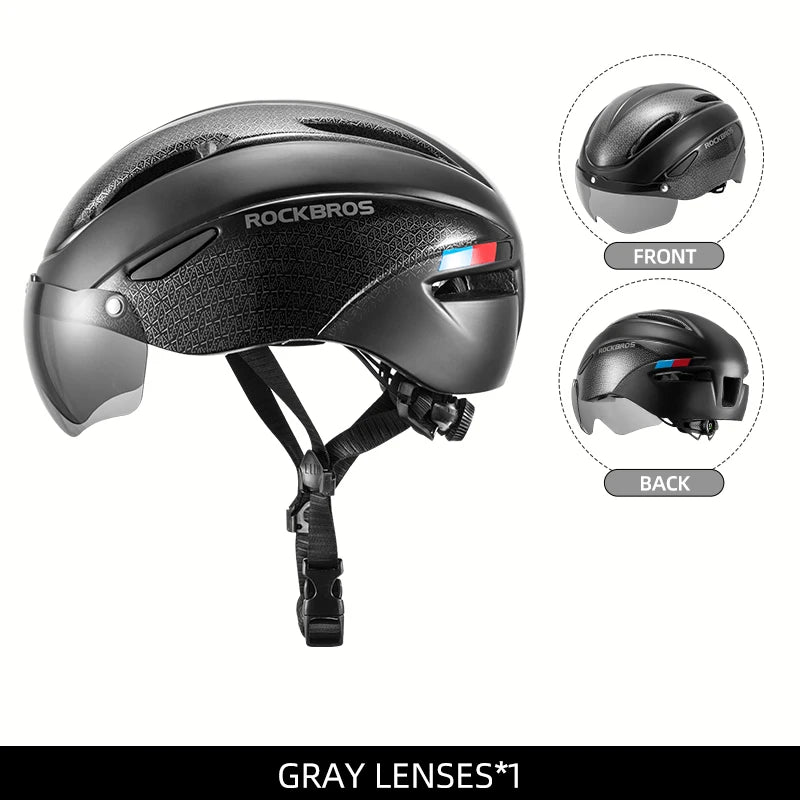 Casco de bicicleta ROCKBROS con luz LED recargable, casco de ciclismo para montaña y carretera, casco deportivo seguro para hombre