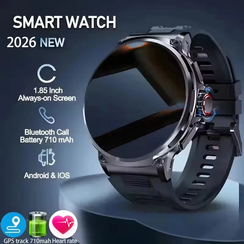 2026 New GPS Trajectory Smart Watch Men 1.85inch HD AMOLED Screen 710mAh Battery Sport Bluetooth Call Smartwatch For Android IOS