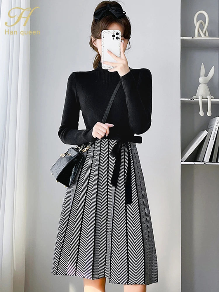 Abito in maglia donna a collo alto e maniche lunghe — immagine 1