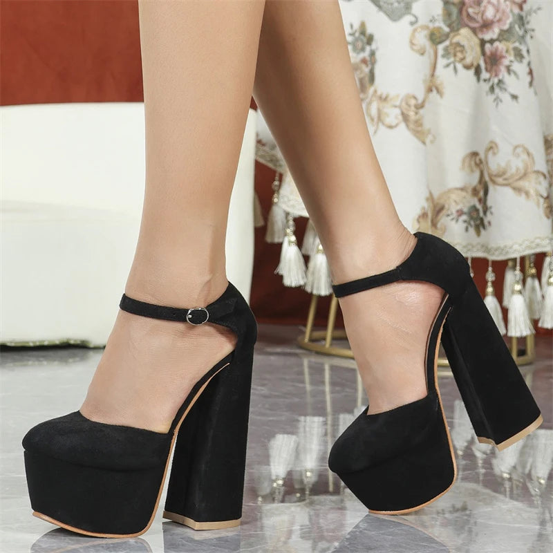 Scarpe Mary Jane donna Liyke nere con maxi plateau