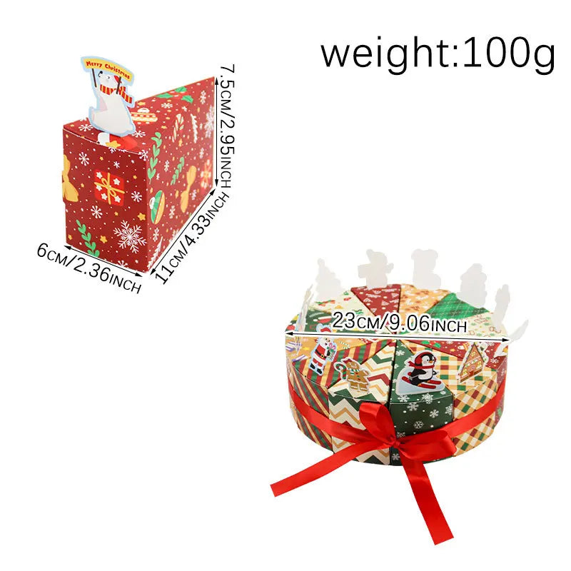 Teilbare Geschenkbox in Kuchenform zu Weihnachten, kleine Geschenkverpackungen für Süßigkeiten, teilbare Leckerli-Geschenkboxen für die Weihnachtsparty