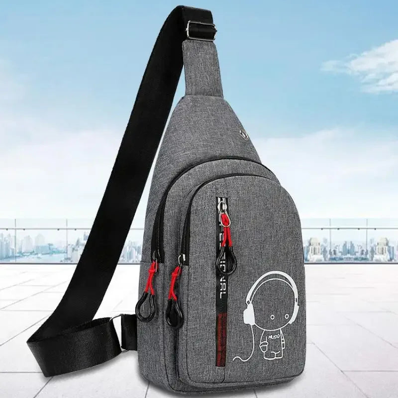 Men's Crossbody Bag, Creative Casual Multi-layer Shoulder Bag with Adjustable Strap, Zipper Closure & Multiple Pockets, for Daily Outings, Commuting, Travel and Parties