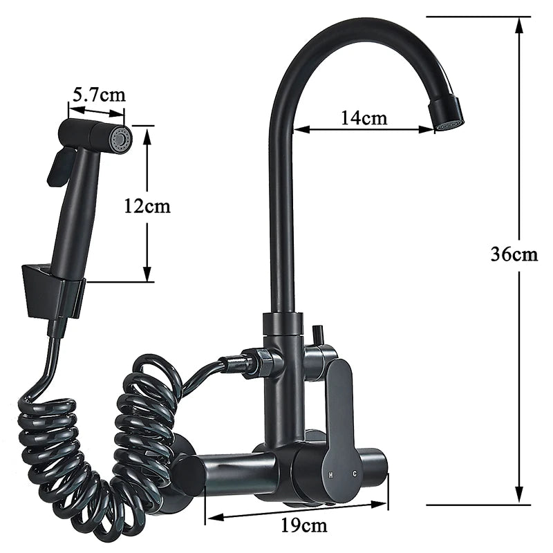 Robinet de cuisine encastré avec douchette bidet, eau chaude et froide, mitigeur d’évier, installation encastrée, robinet mitigeur de cuisine, robinet de bidet pour évier
