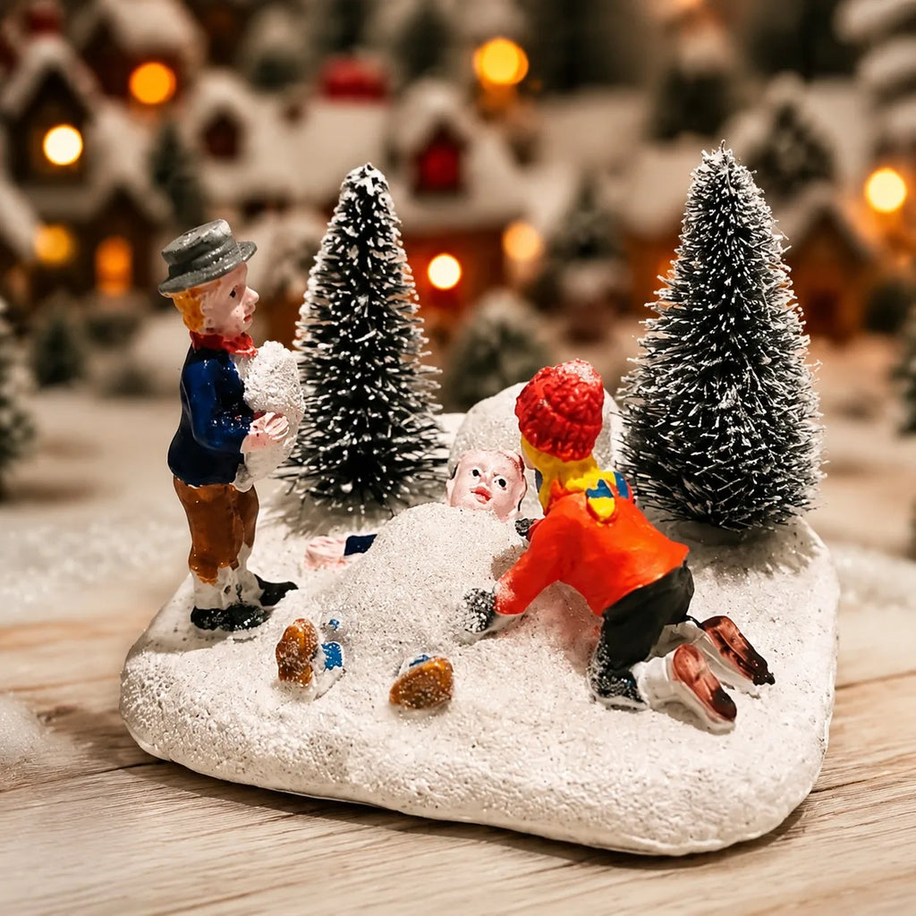 Weihnungsdorf-Set-Zubehör, Spielzeugfiguren für Kinder, sammelbare Modellbaufahrzeuge und -figuren, Dekoration für den Kamin zu Hause, Weihnachtsdekoration