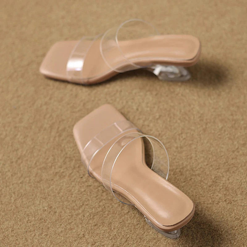Mules donna Liyke trasparenti con tacco scultoreo