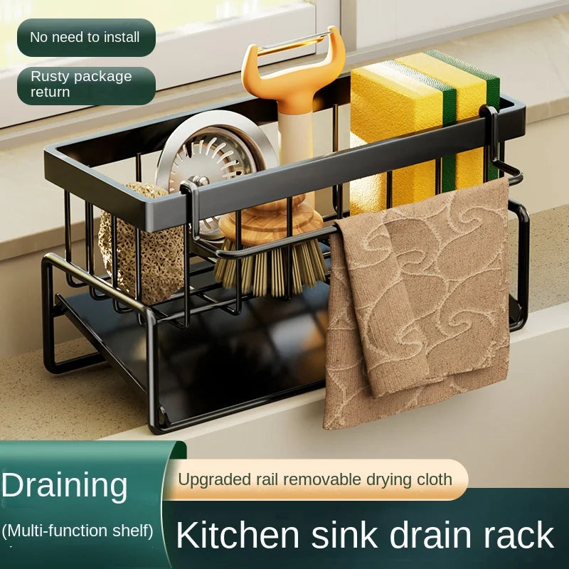 Estante de acero inoxidable para cocina, escurridor para esponjas, escurridor para fregadero, accesorios para lavar platos, soporte para paños de cocina, escurridor
