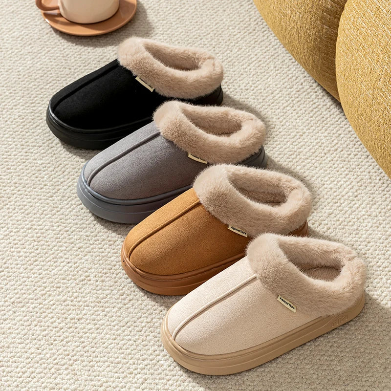 Chaussons chauds tendance pour femme, bottes d’hiver décontractées d’intérieur, souples, à semelle épaisse antidérapante, pour l’extérieur, simples, confortables, pour couple