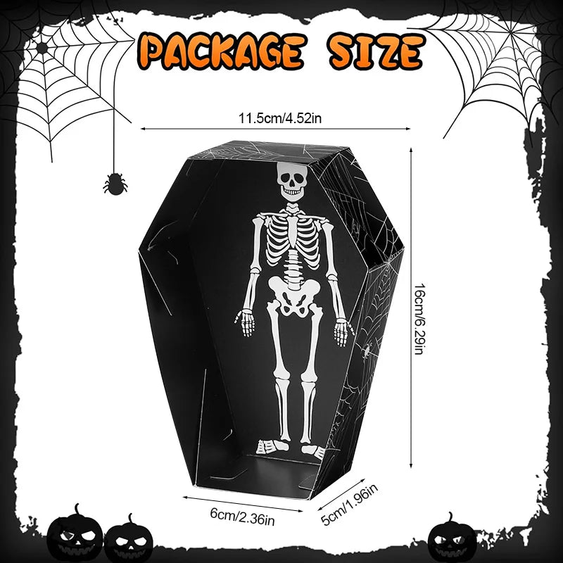 12/24 Stück Halloween Sargförmige Papier-Serviertabletts für Speisen, Süßigkeiten, Snacks, Kekse, Geschenkboxen, Trick-or-Treat Halloween-Party-Dekoration Zubehör