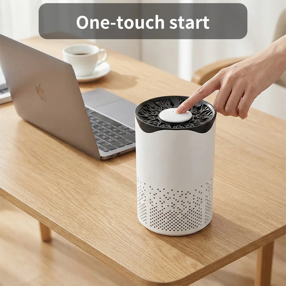 Purificador de aire portátil con iones negativos, alta eficiencia en la eliminación de formaldehído, humo y polvo, mini purificador USB para el hogar, mascotas y dormitorio