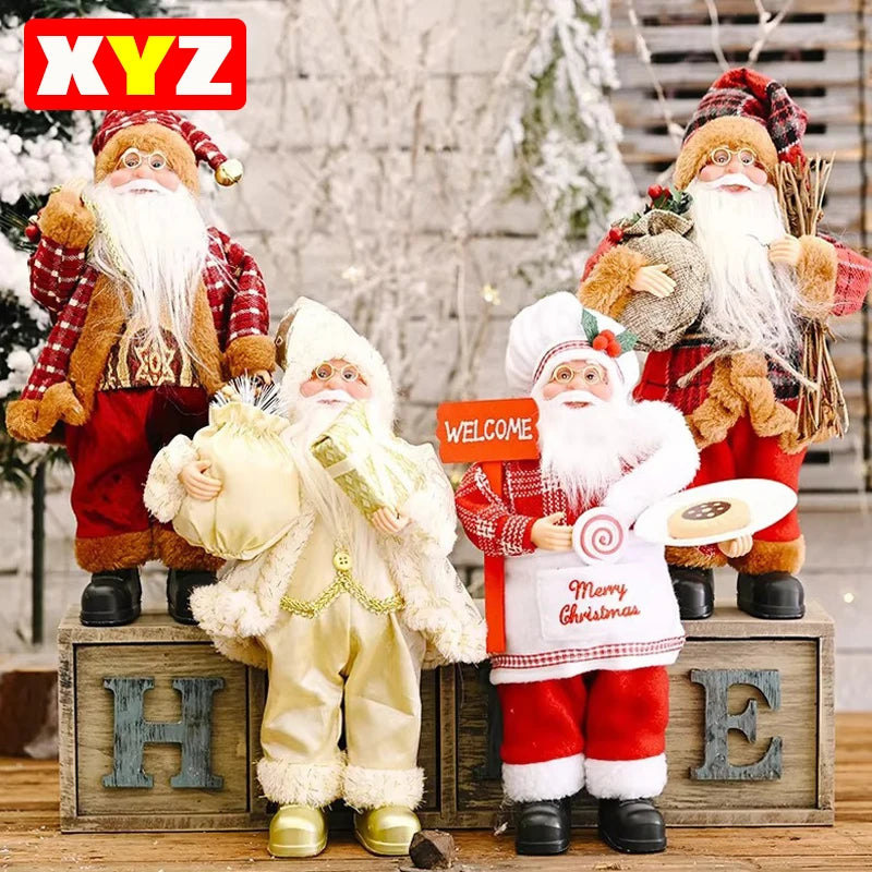 2025 Giant 30cm Christmas Santa Claus Plush Doll Decoration Navidad Party Decor Outdoor Garden Home Xmas Ornaments New Year Gift