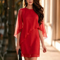 Mini abito da donna in chiffon con maniche a farfalla