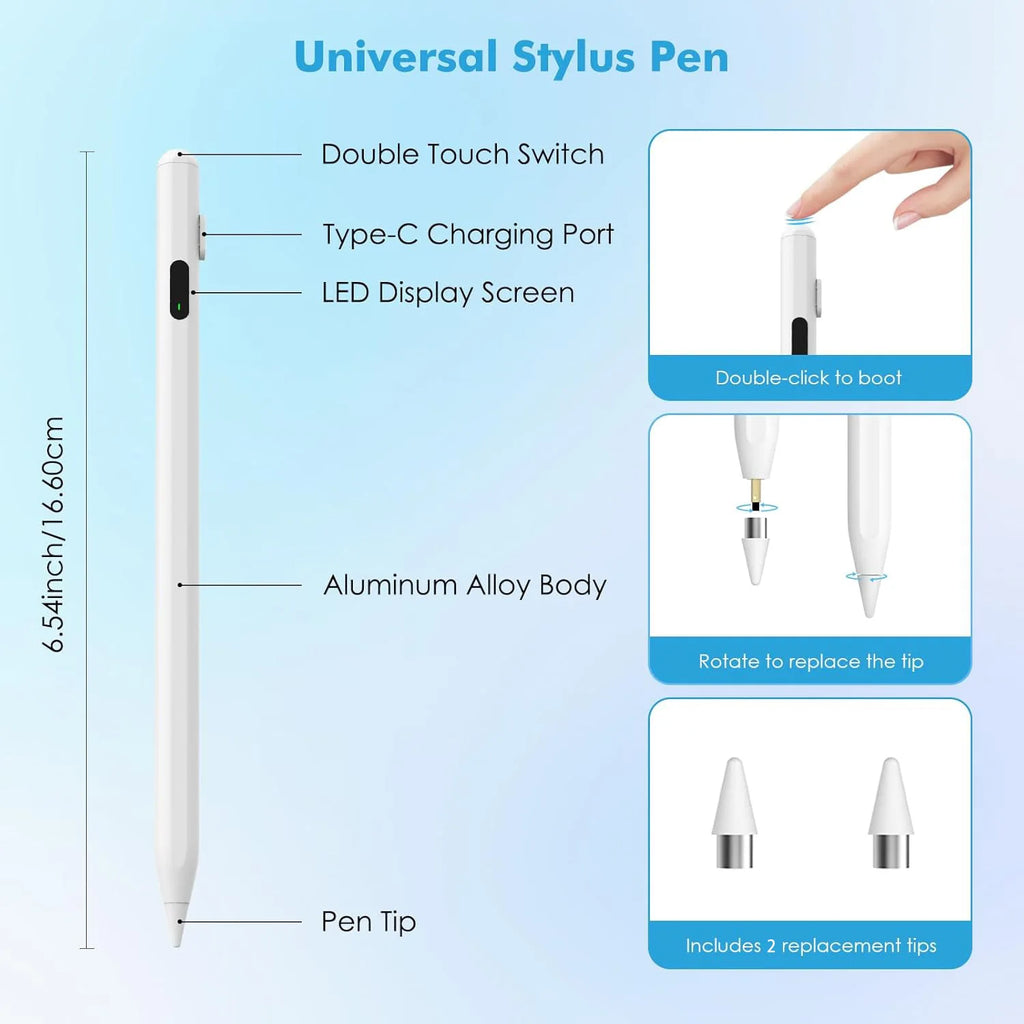 Stylus Pen for Apple Pencil LED Power Indicators Palm Rejection Touch Pencil for IPad From 2018 to 2025 Years
