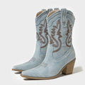 Stivaletti texani donna Liyke in denim con ricami
