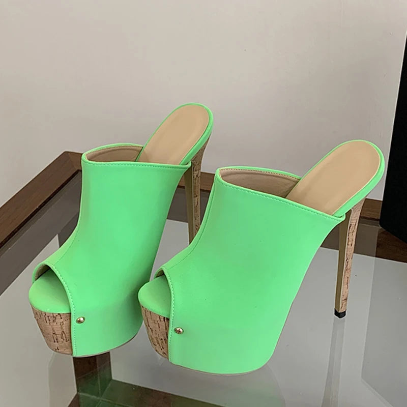 Mules donna Liyke verdi con plateau effetto sughero