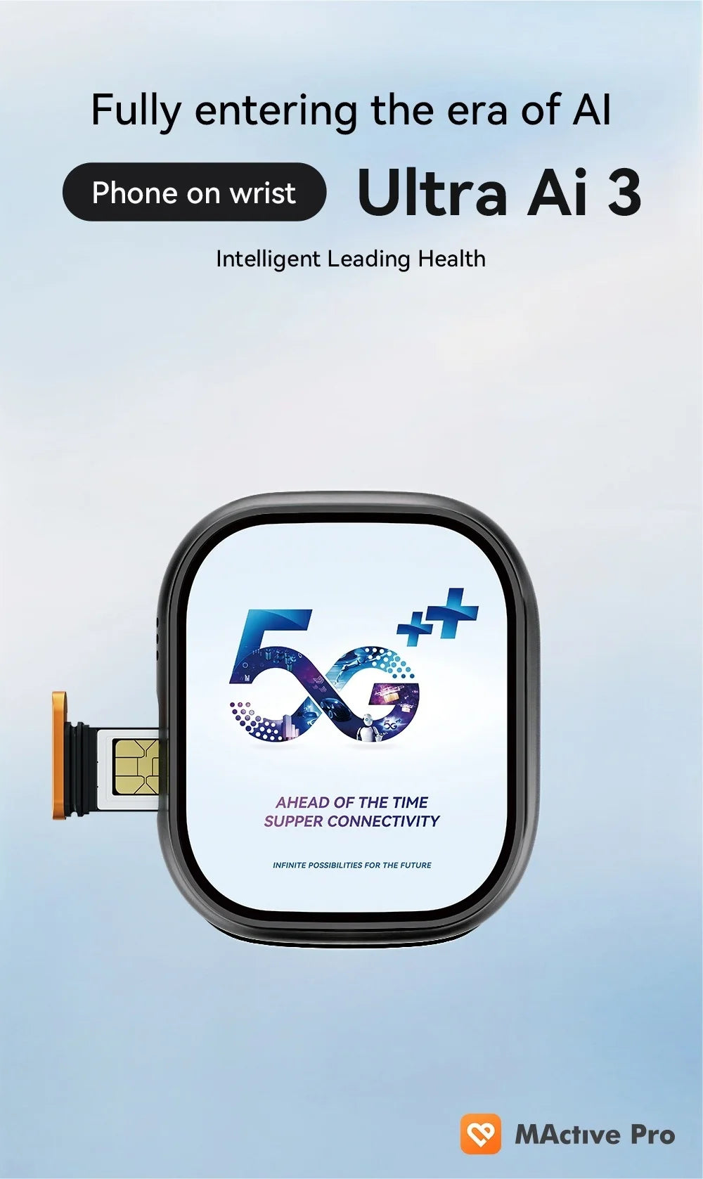 Microwear S10 Ultra Ai3 5G LTE Smartwatch 2.29inch Amoled Smart Watch With 190° Rotating Camera GPS 5G-WIFI App Store Sim Card